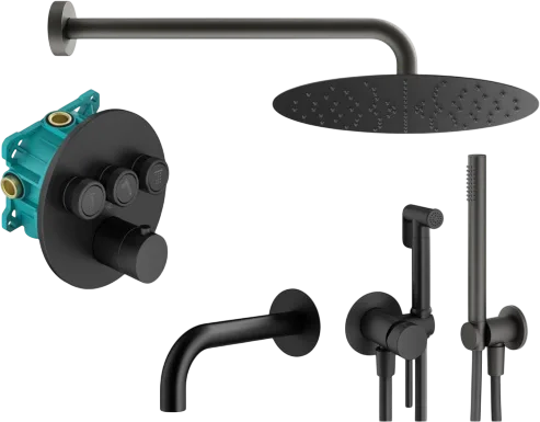 Комплект для ванной Plumberia Selection PSBOX KITZPSB03NO60 С ВНУТРЕННЕЙ ЧАСТЬЮ, черный матовый Sancos — официальный сайт