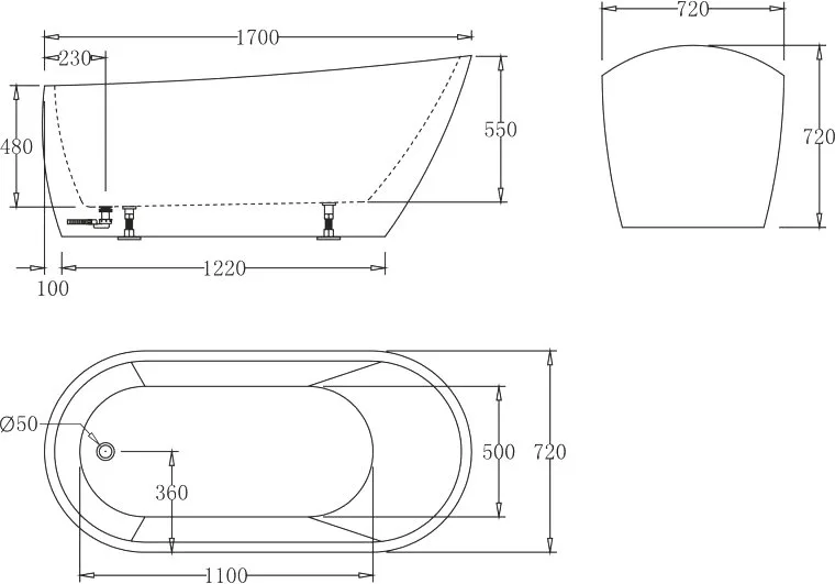 Акриловая ванна BelBagno BB62-1700-W0 170x70 см, отдельностоящая, белая, овальная, на ножках Sancos — официальный сайт