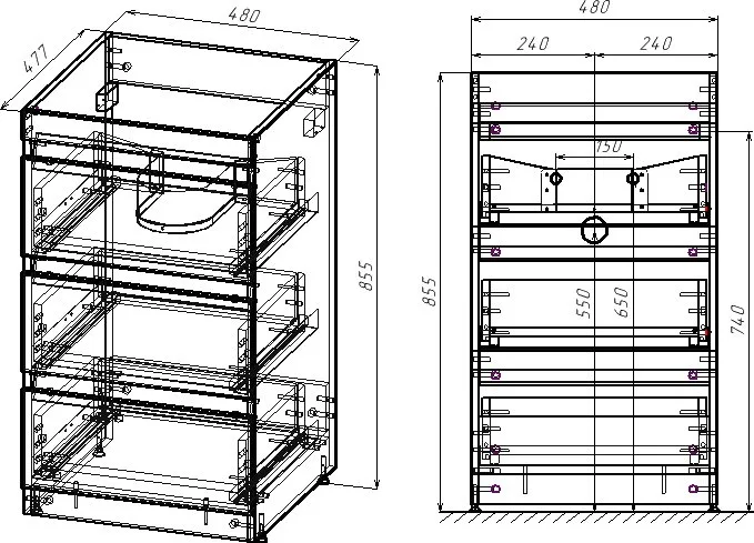 Тумба под раковину без столешницы Style Line Даллас 110 Люкс Plus напольная, белая, 3 ящика