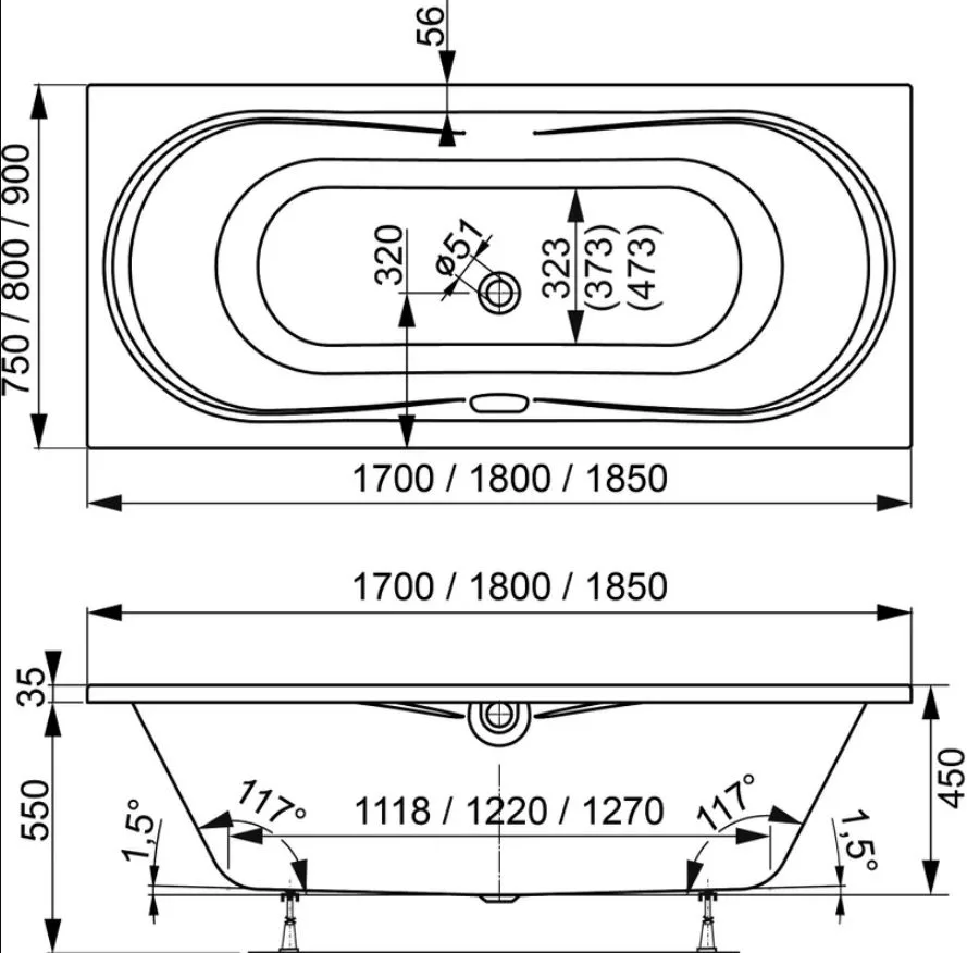 Акриловая ванна Vagnerplast Briana VPBA180BRI2X-04 без опоры 180x80 см, пристенная, ультрабелая Sancos — официальный сайт