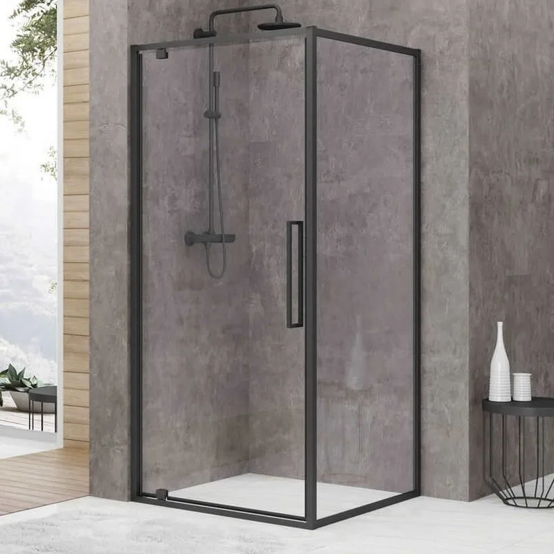 Душевой уголок Black&White Stellar Wind S877 Black 90х90, профиль черный матовый, стекло прозрачное Sancos — официальный сайт