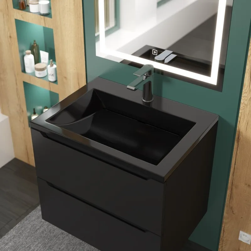 Мебельная раковина Uperwood Infinity 60 глянцевая черная Sancos — официальный сайт