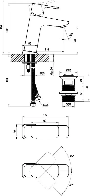 Смеситель для раковины Ravak 10° Free X070149 черный матовый Sancos — официальный сайт