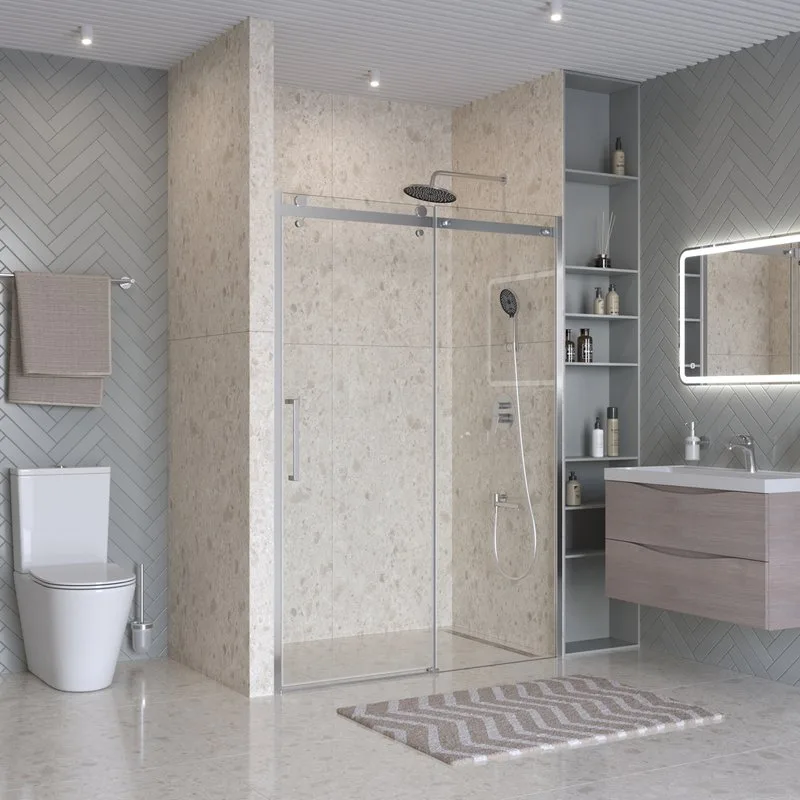 Душевая дверь в нишу BelBagno Marino 2 BF-1-150-C-CR профиль хром, стекло прозрачное Sancos — официальный сайт