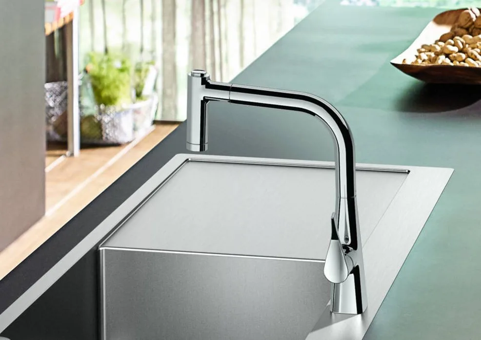 Смеситель для кухни Hansgrohe Metris M71 73800000 хром Sancos — официальный сайт