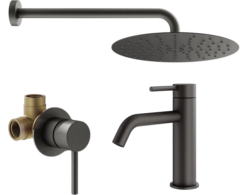 Комплект для ванной Plumberia Selection Ixo KITXO01GR53 С ВНУТРЕННЕЙ ЧАСТЬЮ, графит матовый Sancos — официальный сайт