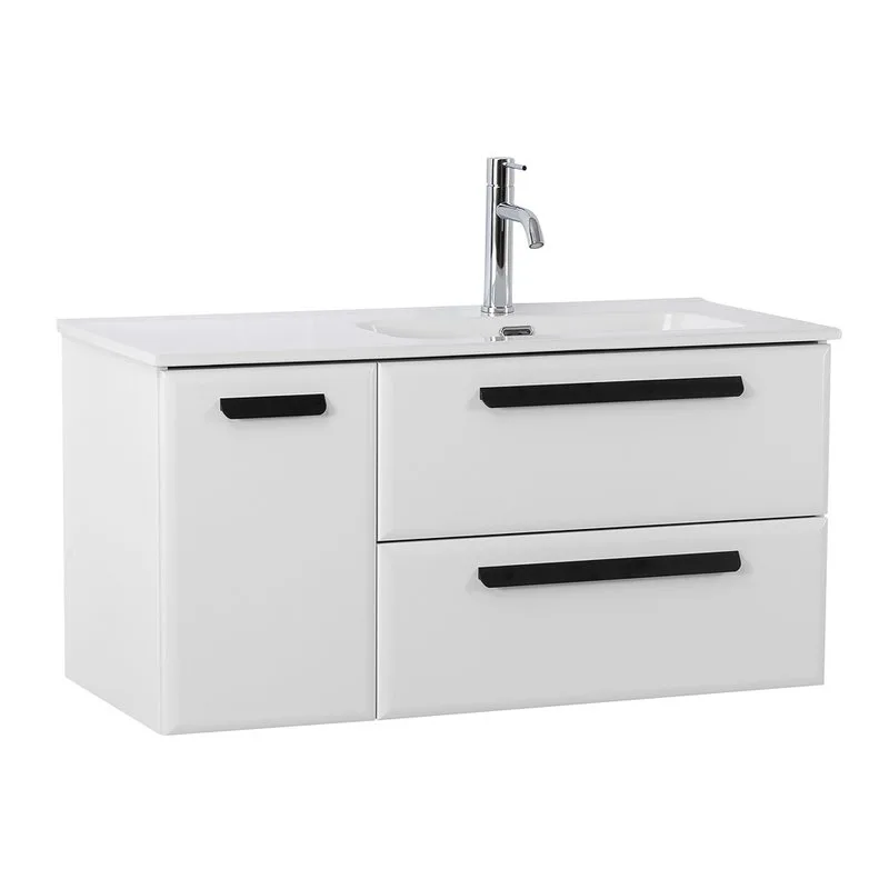 Тумба под раковину без столешницы Cezares Eco Cer-N 100 R 2 ящика, 1 дверца, bianco lucido, ручки ма Sancos — официальный сайт