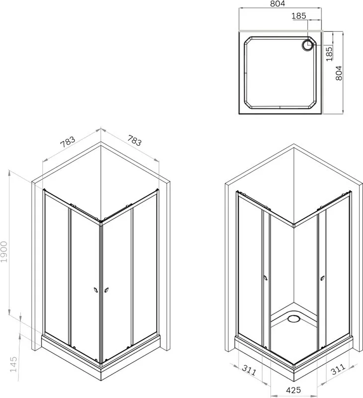 Душевой уголок AM.PM Sunny W87G-403-8080-BT 80x80 см, черный матовый Sancos — официальный сайт