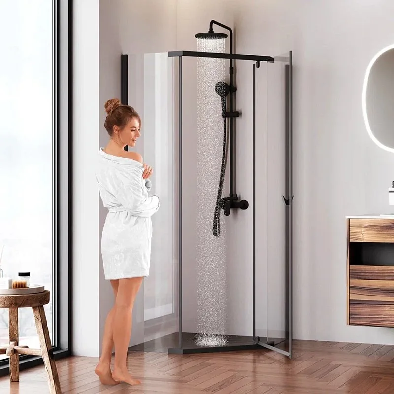 Душевой уголок AM.PM Sunny W87G-405-9090-BT 90x90 см, черный матовый Sancos — официальный сайт