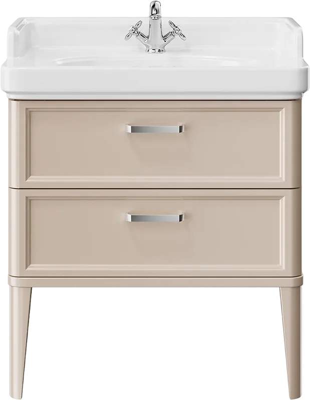 Тумба под раковину без столешницы KERAMA MARAZZI Pompei 80 с 2 ящиками, камео бежевая глянцевая Sancos — официальный сайт