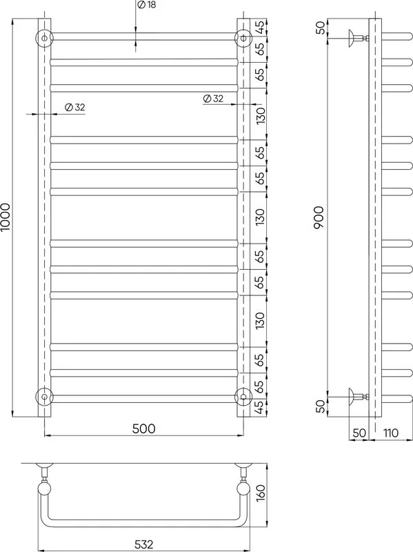 Полотенцесушитель водяной Indigo Brace LBCW100-50BR черный муар Sancos — официальный сайт