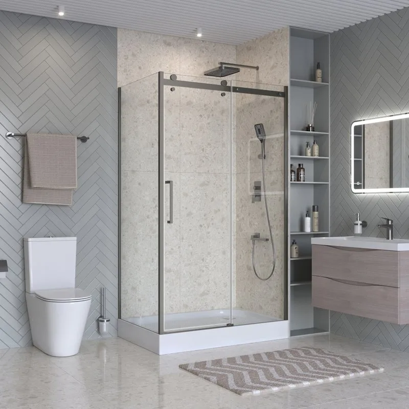 Душевой уголок BelBagno Marino 2 AH-1-120/80-C-GM 120x80, профиль оружейная сталь, стекло прозрачное Sancos — официальный сайт