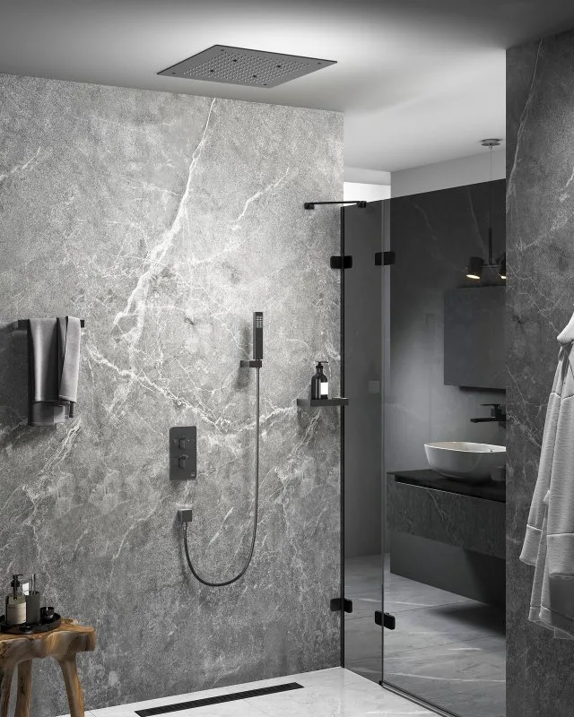 Душевой комплект Timo Petruma SX-5029/18SM, С ВНУТРЕННЕЙ ЧАСТЬЮ, с термостатом, черное золото Sancos — официальный сайт