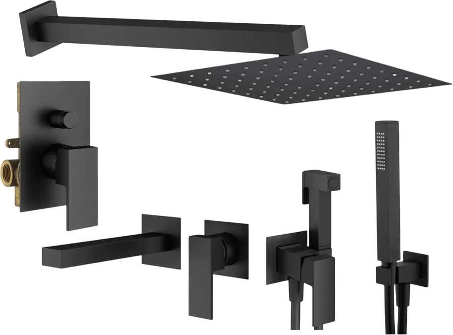 Комплект для ванной Plumberia Selection Tag KITZTG15NO220 С ВНУТРЕННЕЙ ЧАСТЬЮ, черный матовый Sancos — официальный сайт
