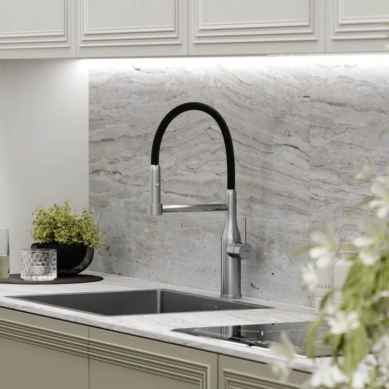 Смеситель для кухни Sancos Pride SC4011BNG с гибким изливом, нержавеющая сталь Sancos — официальный сайт