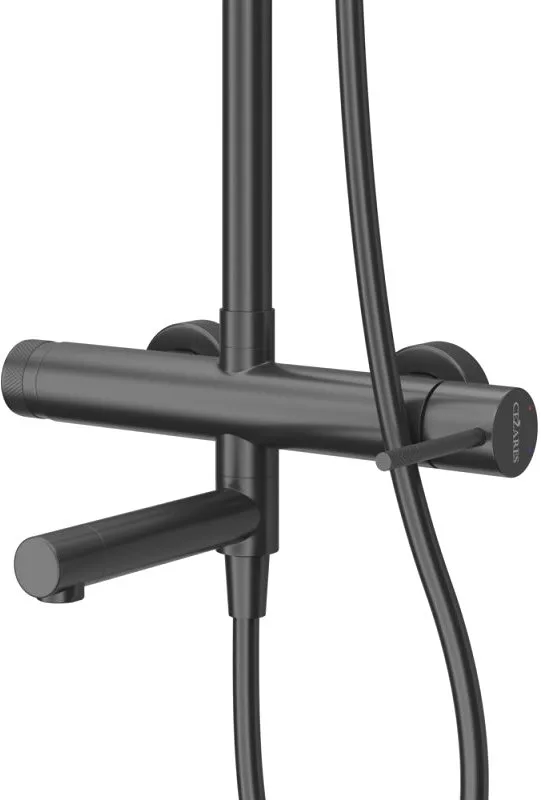 Душевая стойка Cezares Relax RELAX-CVD-NOP, со смесителем и изливом, матовый черный Sancos — официальный сайт