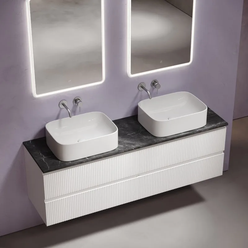 Тумба с раковиной Sancos Snob T 160 bianco, столешница черный мрамор TT160A1, раковина CN6052 Sancos — официальный сайт