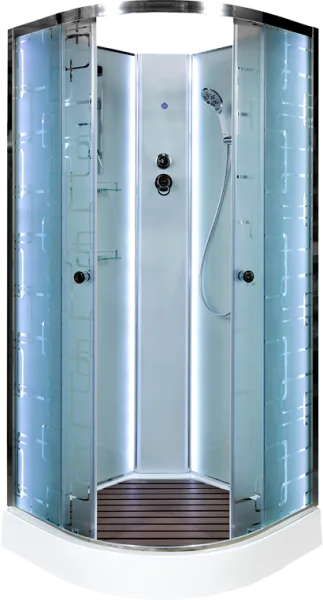 Душевая кабина DTO EM1510N 100х100, LED, профиль хром, стекло матовое с узором Sancos — Оригинал