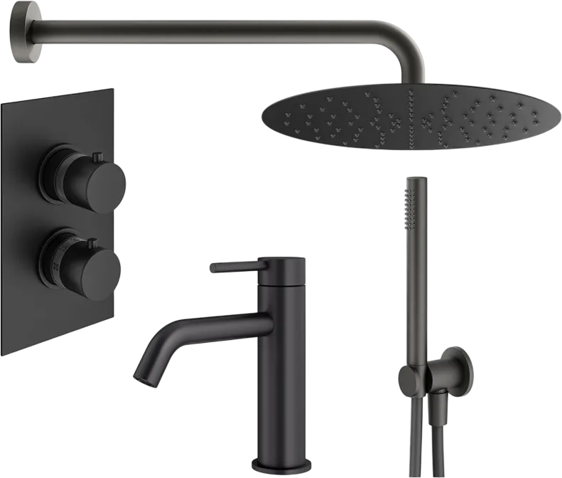 Комплект для ванной Plumberia Selection Ixo KITXOT18QNO53 С ВНУТРЕННЕЙ ЧАСТЬЮ, черный матовый Sancos — официальный сайт