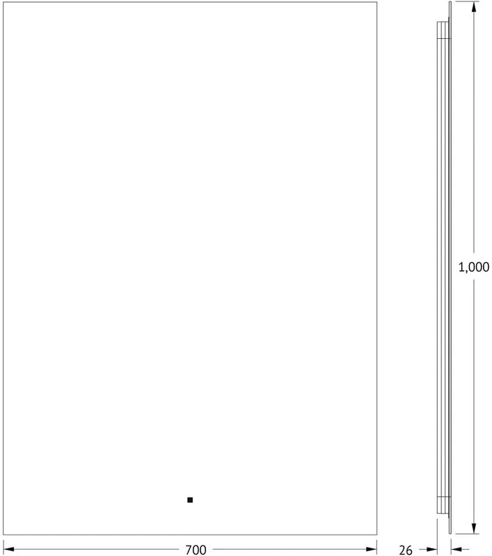 Зеркало Defesto Glow DF 2519R 70х100 с LED-подсветкой, 3000 K, инфракрасный выключатель