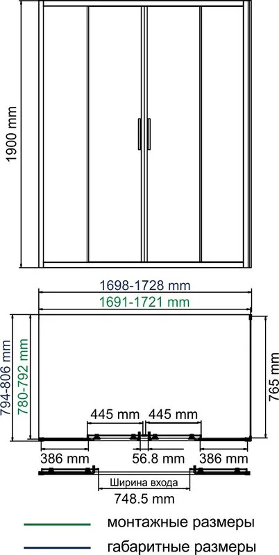 Душевой уголок Wasserkraft Lippe 45S53 170x80 см Sancos — официальный сайт