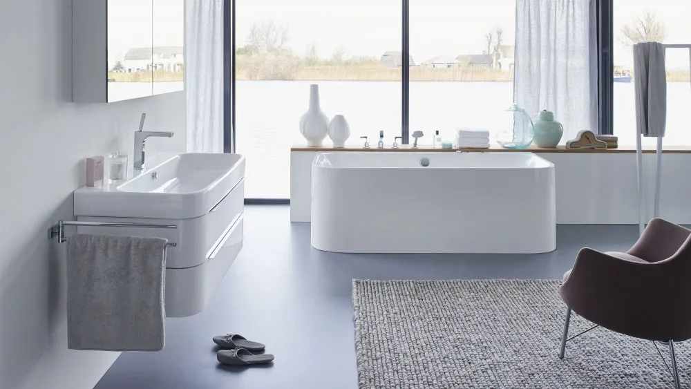 Акриловая ванна Duravit Happy D.2 700318 180x80 см, пристенная, белая, на ножках Sancos — официальный сайт
