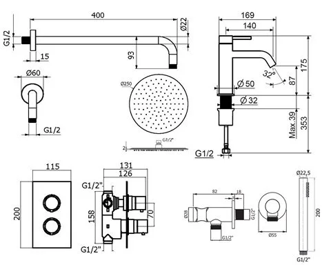 Комплект для ванной Plumberia Selection Ixo KITXOT18QBO53 С ВНУТРЕННЕЙ ЧАСТЬЮ, хром Sancos — официальный сайт