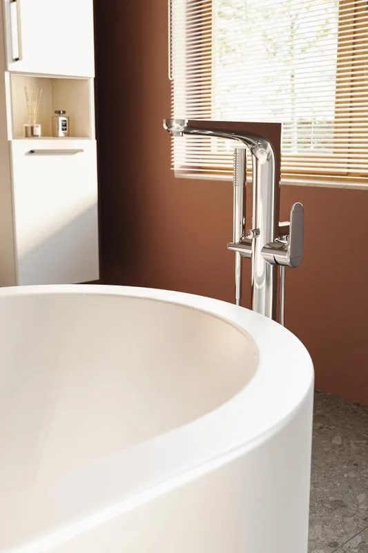 Напольный смеситель для ванны с душем VitrA Root Round A42741EXP, С ВНУТРЕННЕЙ ЧАСТЬЮ, хром Sancos — официальный сайт
