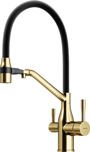 Смеситель для кухни Sancos Orta SC4008BG с гибким изливом, брашированное золото