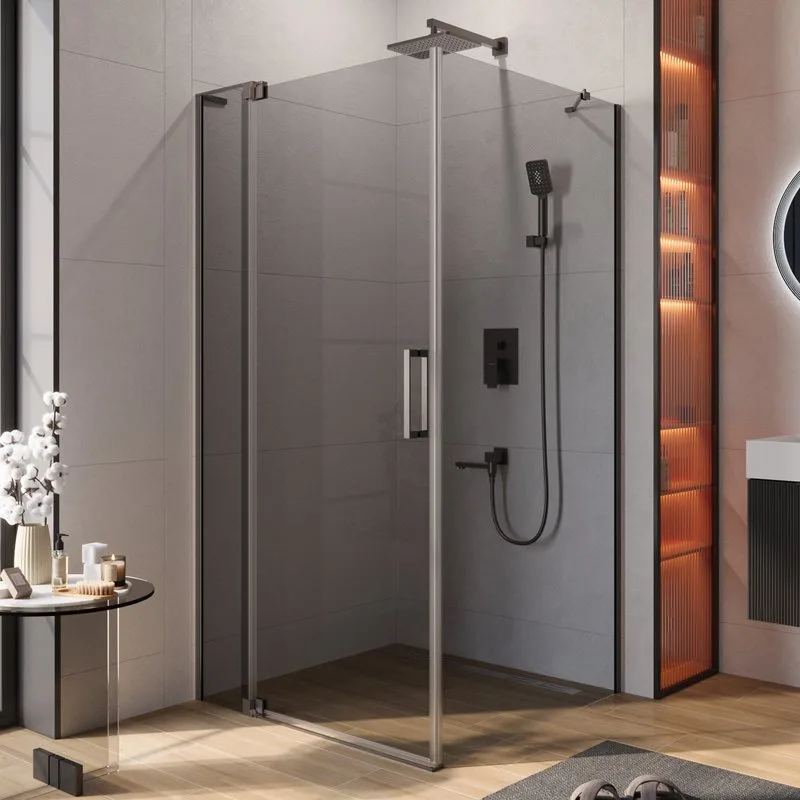 Душевой уголок Cezares Slider AH 1 100-100/110 GRIGIO GM профиль оружейная сталь, стекло серое Sancos — официальный сайт