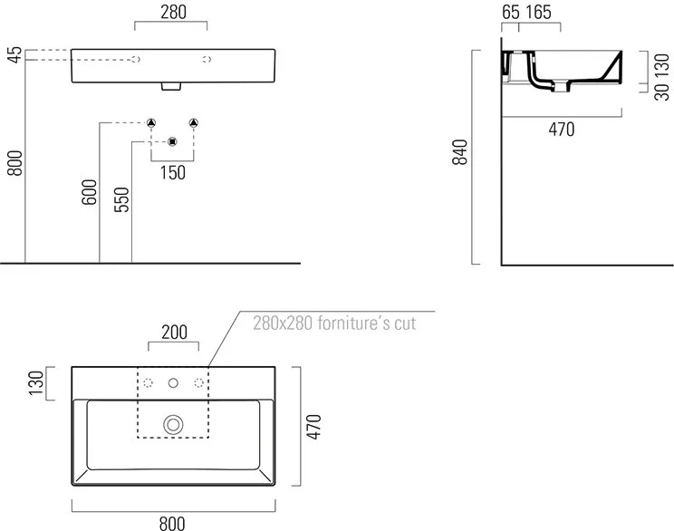 Накладная раковина GSI Kube X 80x47 Sancos — официальный сайт