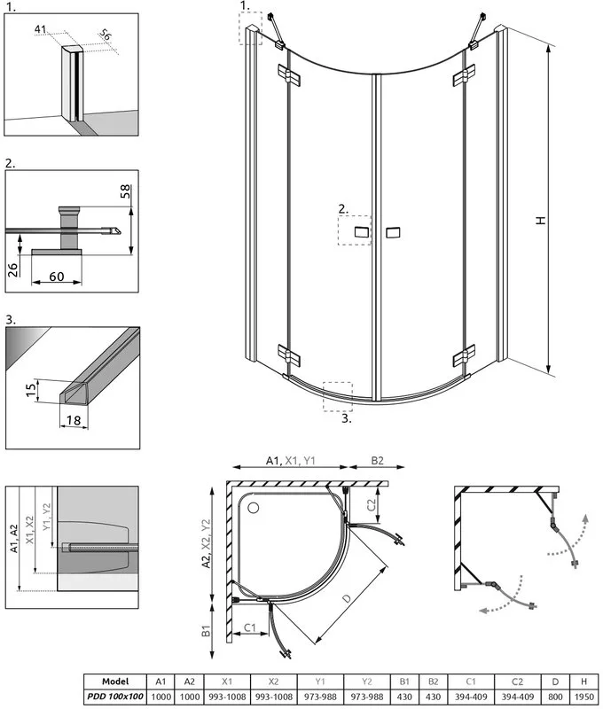 Душевой уголок Radaway Almatea PDD 100x100 Sancos — официальный сайт