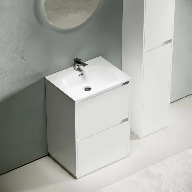 Тумба с раковиной Sancos Libra Floor 60 белый глянец, белая раковина CN7001 Sancos — официальный сайт