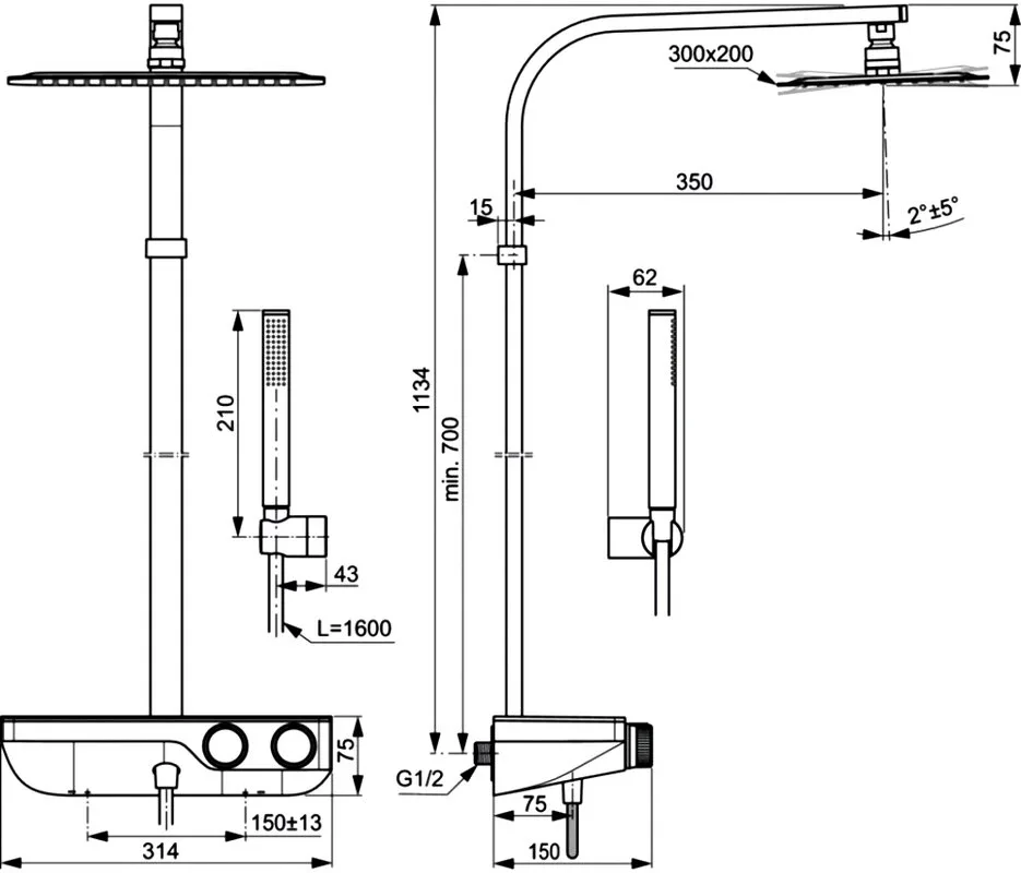 Душевая стойка Ideal Standard Ceratherm S200 A7332AA Sancos — официальный сайт