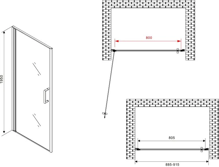 Душевая дверь в нишу Abber Sonnenstrand AG04090 90 см, профиль хром, стекло прозрачное Sancos — официальный сайт