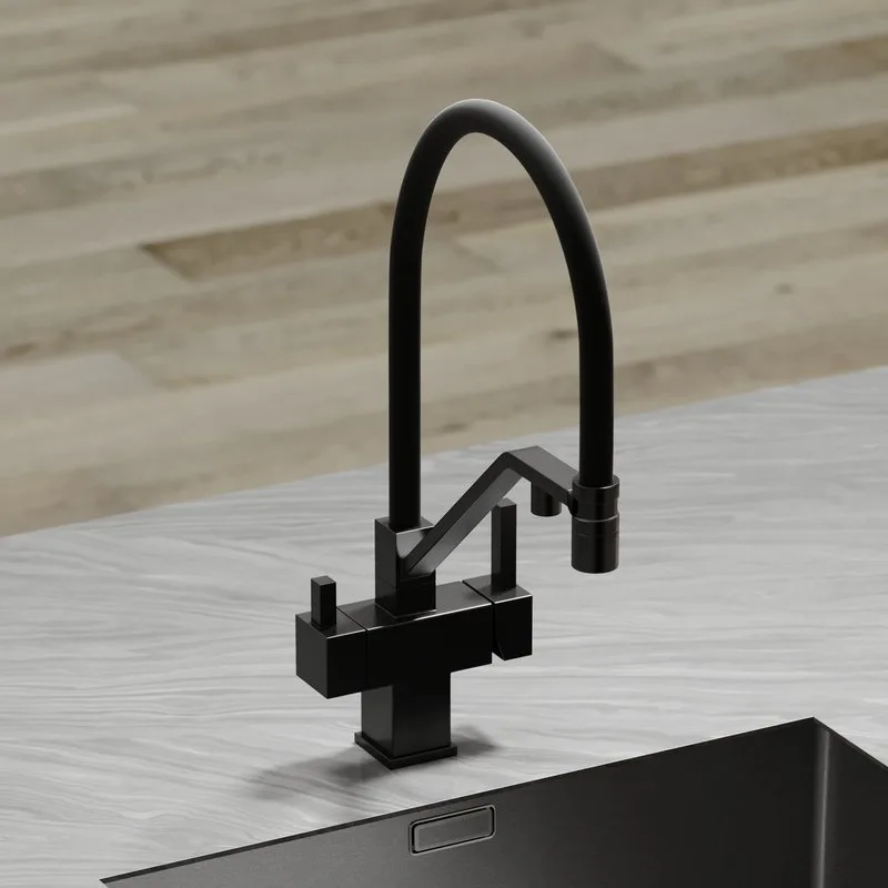 Смеситель для кухни Sancos Loro SC4007MB с гибким изливом, черный матовый Sancos — официальный сайт