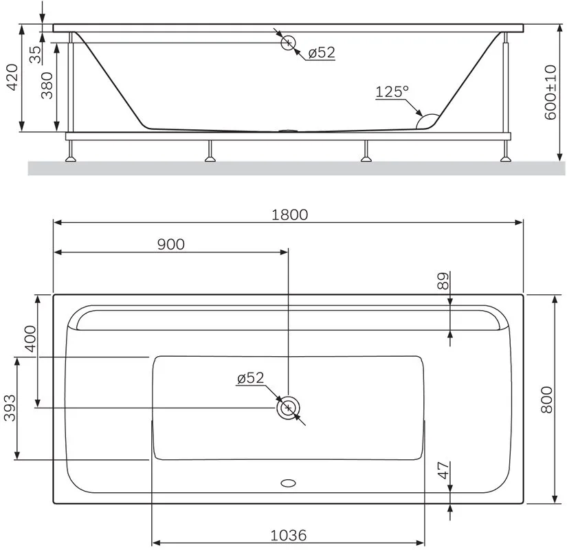 Акриловая ванна AM.PM Inspire V2.0 W52A-170-075W-A без опоры 170x75 см, пристенная, белая Sancos — официальный сайт