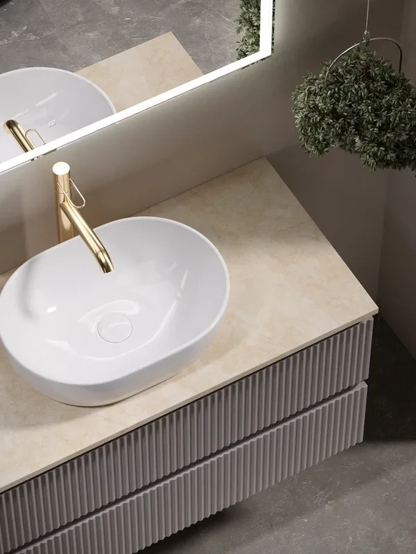 Тумба с раковиной Sancos Snob R 100 см, doha soft, столешница бежевая, раковина CN6019 Sancos — официальный сайт