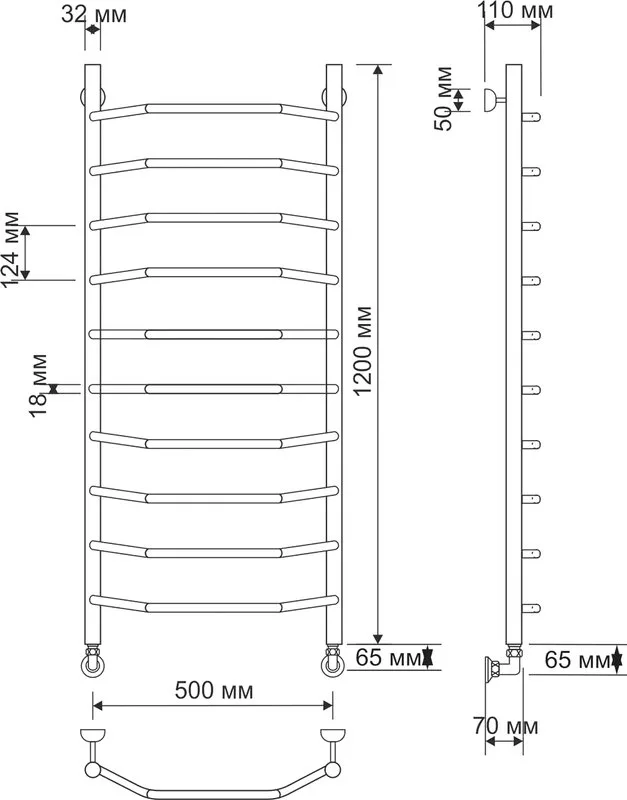 Полотенцесушитель водяной Secado Агата 1 50x120, бронза Sancos — официальный сайт