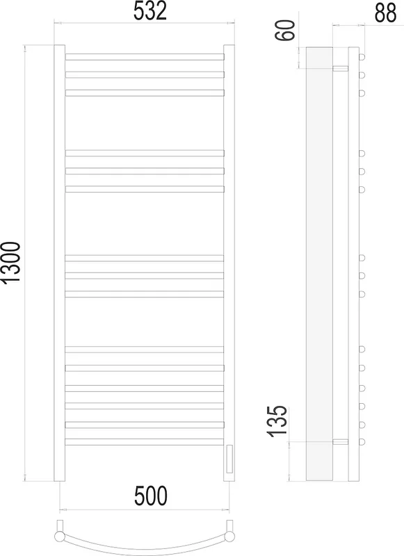 Полотенцесушитель электрический Terminus Классик П15 50x130 Sancos — официальный сайт