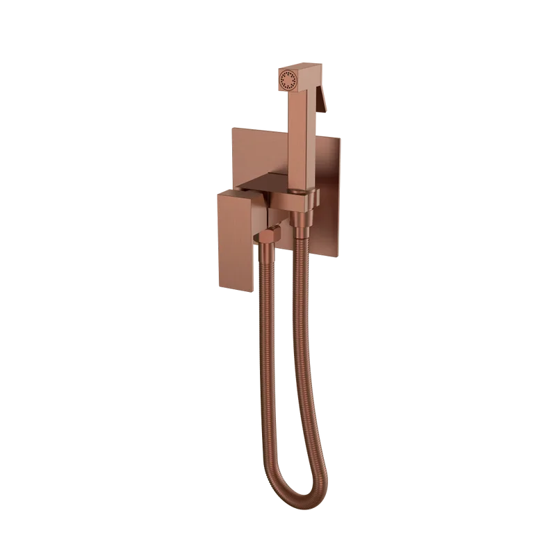Гигиенический душ Boheme Qubic 477-BRB со смесителем, С ВНУТРЕННЕЙ ЧАСТЬЮ, brushed bronze Sancos — официальный сайт