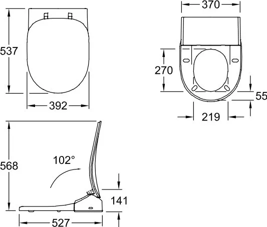 Крышка-сиденье Villeroy & Boch Viclean V02E L401 с микролифтом, петли хром, функция биде Sancos — официальный сайт