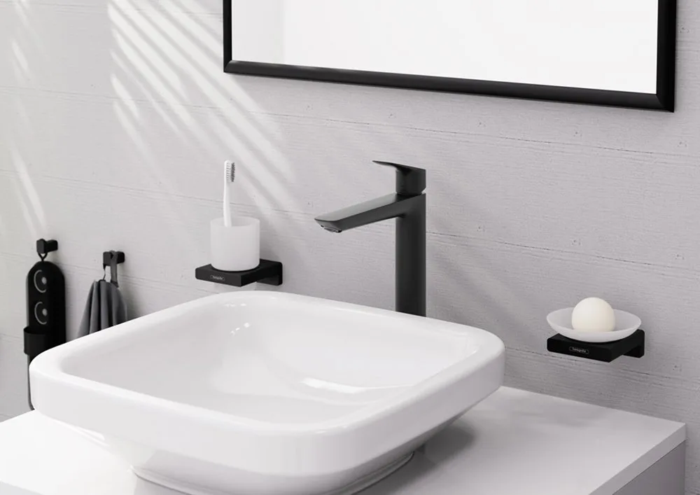 Смеситель для раковины Hansgrohe Logis 240 Fine 71257670 матовый черный Sancos — официальный сайт