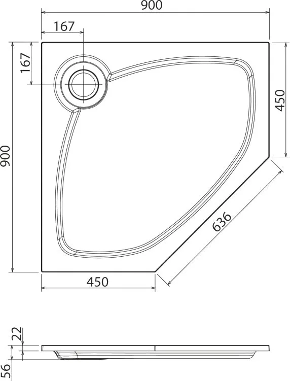 Поддон для душа Cezares Tray TRAY-S-P-90-56-W 90x90 Sancos — официальный сайт