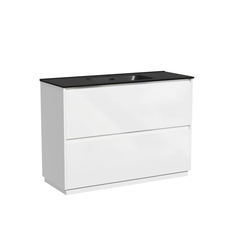 Тумба с раковиной Sancos Libra Floor 120 белый глянец, черная раковина CN7006MB Sancos — официальный сайт