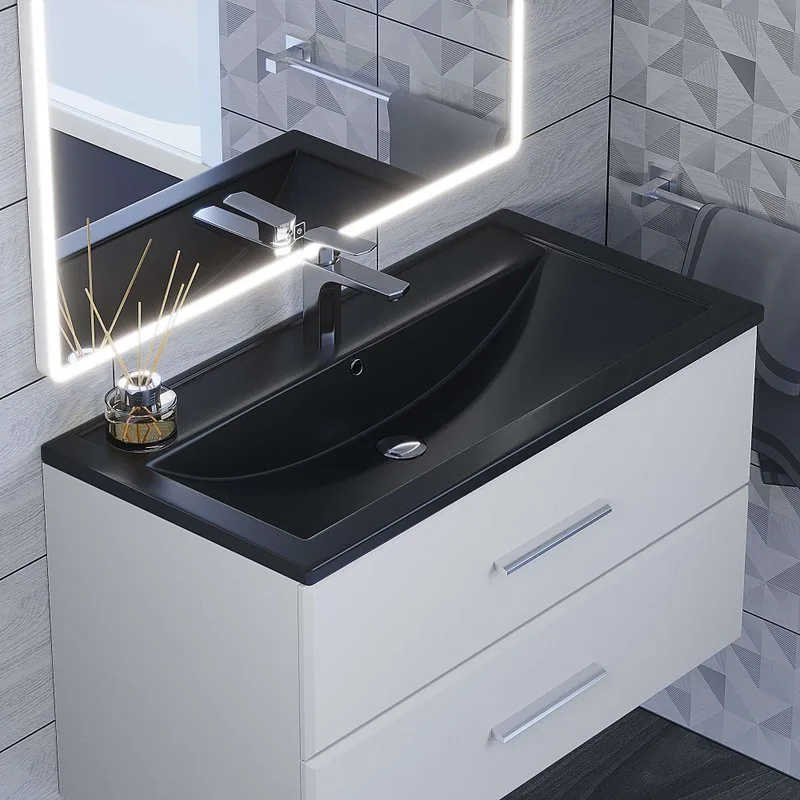 Мебельная раковина Uperwood Foster Quartz 291030042 90 см, матовая черная, уголь Sancos — официальный сайт