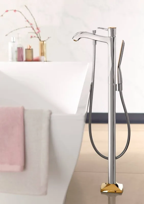 Напольный смеситель для ванны с душем Hansgrohe Metropol Classic 31445090, хром - золото Sancos — официальный сайт