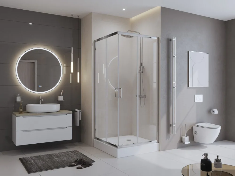Душевой уголок BelBagno Uno 195 A 2 95 C Cr стекло прозрачное Sancos — официальный сайт