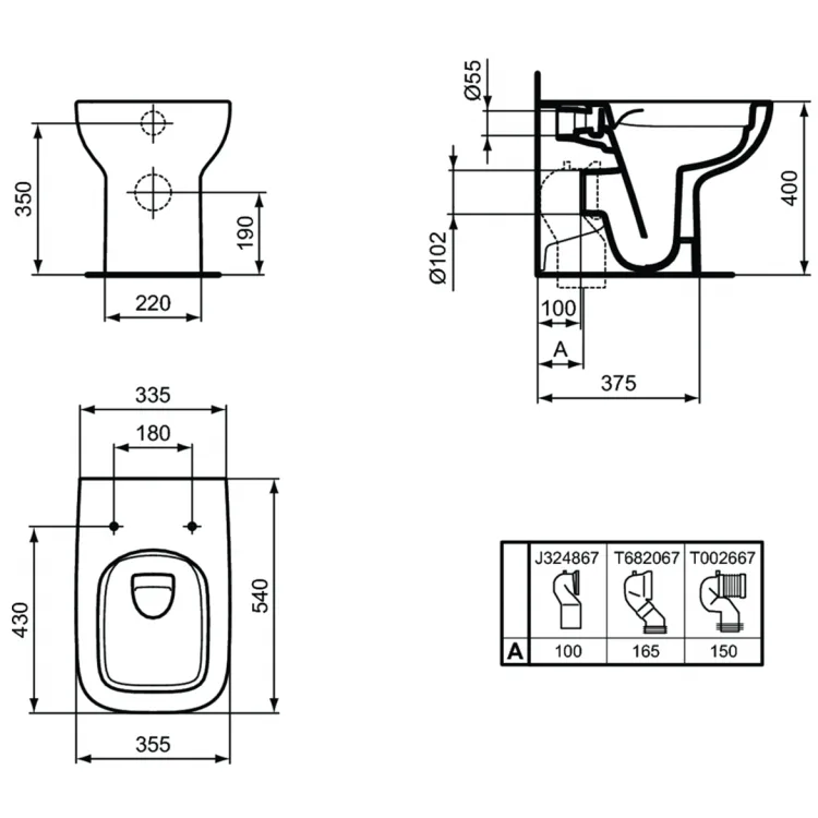 Чаша для унитаза приставного Ideal Standard I.life A T471901 Sancos — официальный сайт