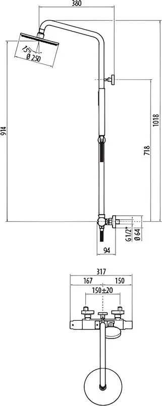 Душевая стойка Gattoni Circle Two KIT/TS60NO, nero opaco Sancos — официальный сайт